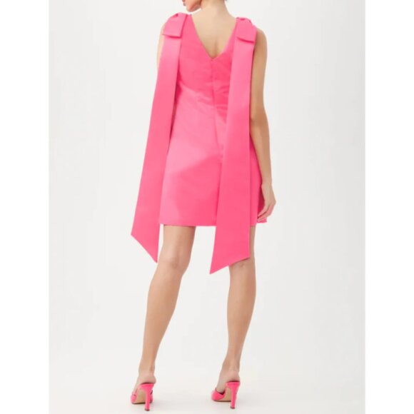 Trina Turk 'Priscilla' Bow-Shoulder Satin Mini-Dress, Pink Paradise - Picture 3 of 3